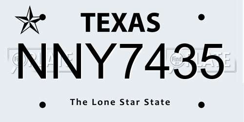 NNY7435 Texas License Plate