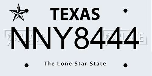 NNY8444 Texas License Plate