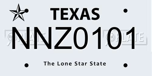 NNZ0101 Texas License Plate