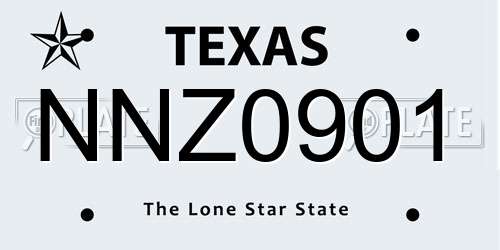 NNZ0901 Texas License Plate
