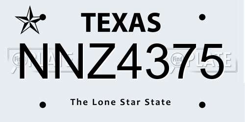 NNZ4375 Texas License Plate