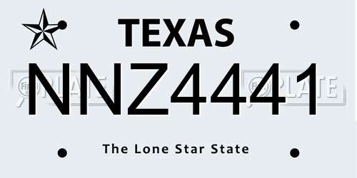NNZ4441 Texas License Plate