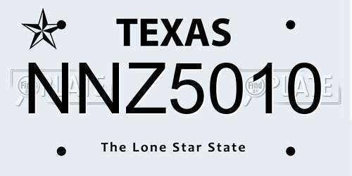 NNZ5010 Texas License Plate
