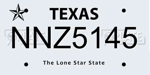 NNZ5145 Texas License Plate