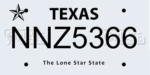 NNZ5366 Texas License Plate