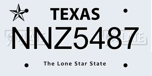 NNZ5487 Texas License Plate