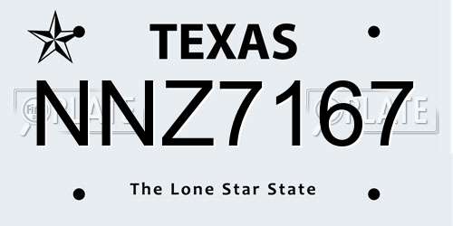 NNZ7167 Texas License Plate