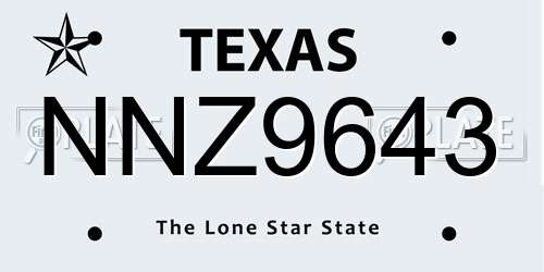 NNZ9643 Texas License Plate