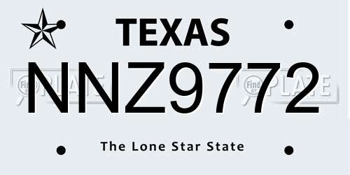 NNZ9772 Texas License Plate