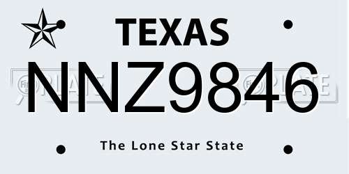 NNZ9846 Texas License Plate