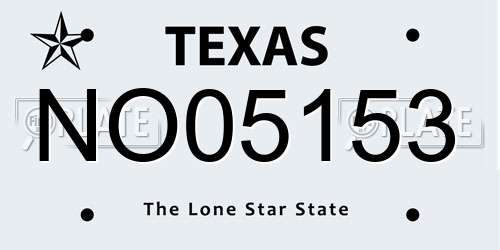 NO05153 Texas License Plate