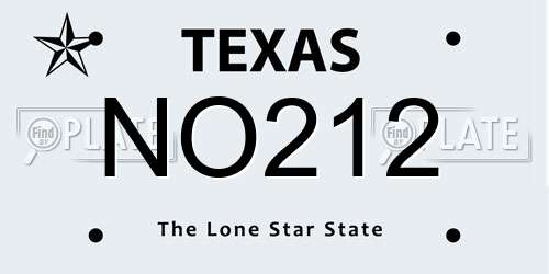 NO212 Texas License Plate