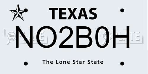 NO2B0H Texas License Plate