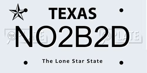 NO2B2D Texas License Plate