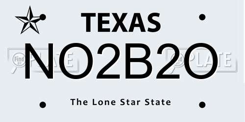 NO2B2O Texas License Plate