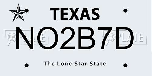 NO2B7D Texas License Plate