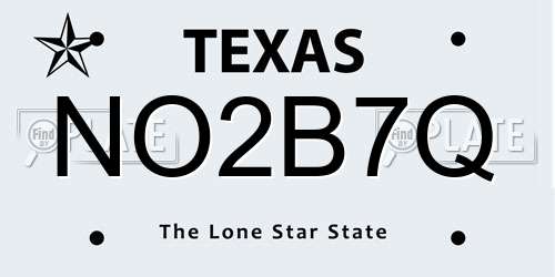 NO2B7Q Texas License Plate