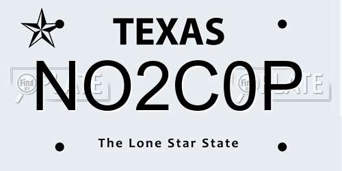 NO2C0P Texas License Plate