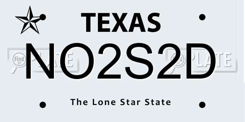 NO2S2D Texas License Plate