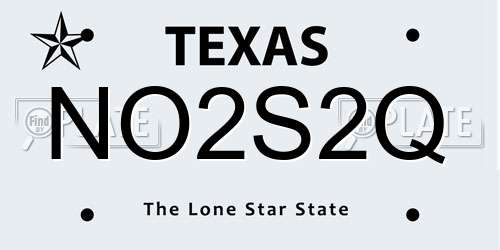 NO2S2Q Texas License Plate