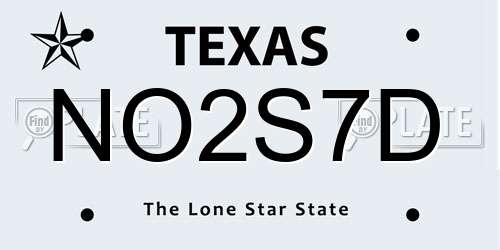 NO2S7D Texas License Plate