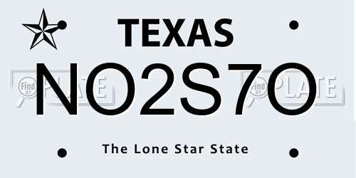 NO2S7O Texas License Plate