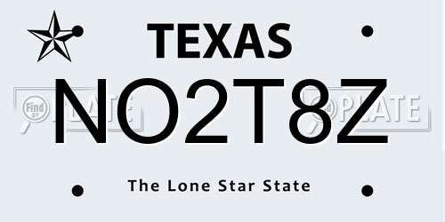 NO2T8Z Texas License Plate