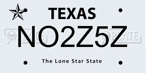 NO2Z5Z Texas License Plate