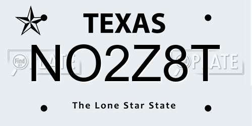 NO2Z8T Texas License Plate