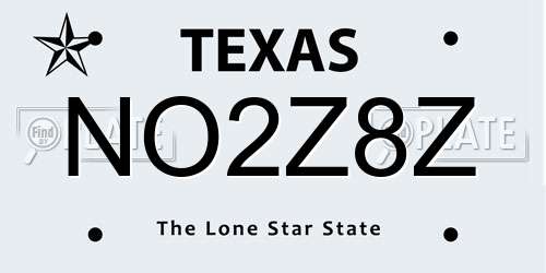 NO2Z8Z Texas License Plate