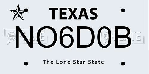 NO6D0B Texas License Plate