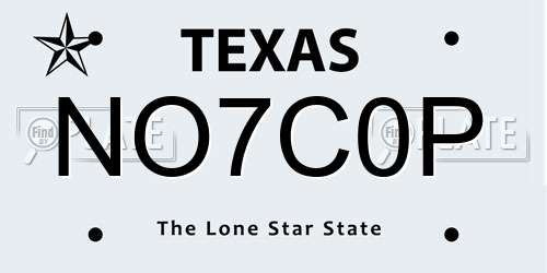 NO7C0P Texas License Plate