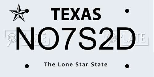 NO7S2D Texas License Plate