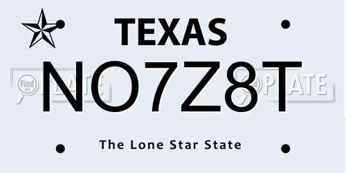 NO7Z8T Texas License Plate