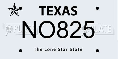 NO825 Texas License Plate