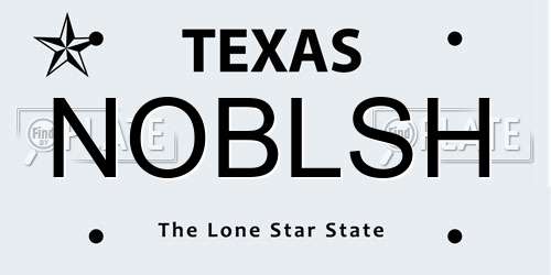 NOBLSH Texas License Plate