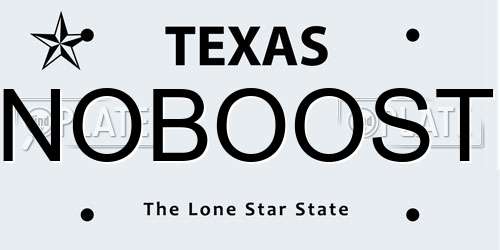 NOBOOST Texas License Plate
