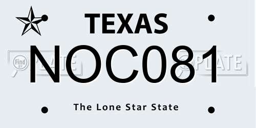 NOC081 Texas License Plate