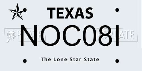 NOC08I Texas License Plate