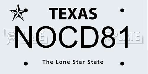 NOCD81 Texas License Plate