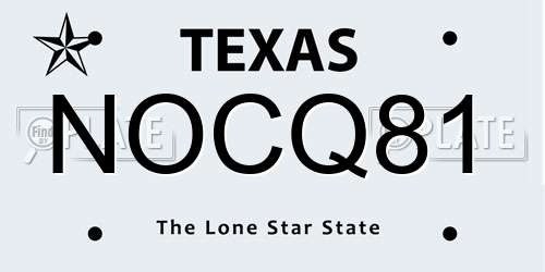 NOCQ81 Texas License Plate