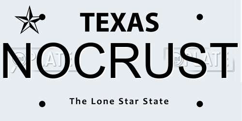 NOCRUST Texas License Plate