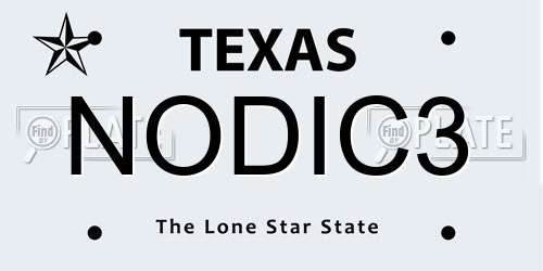 NODIC3 Texas License Plate