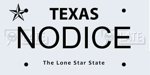 NODICE Texas License Plate