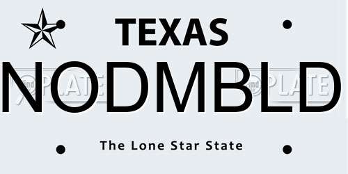 NODMBLD Texas License Plate