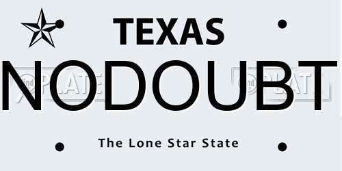 NODOUBT Texas License Plate