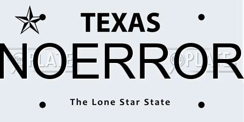 NOERROR Texas License Plate