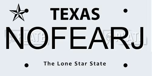 NOFEARJ Texas License Plate
