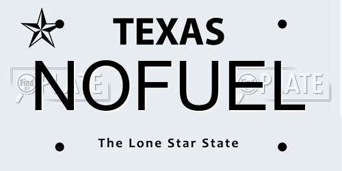 NOFUEL Texas License Plate