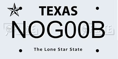 NOG00B Texas License Plate